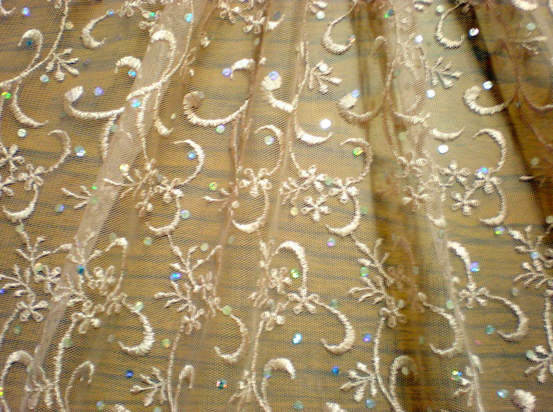 10.Beige Sequins Lace